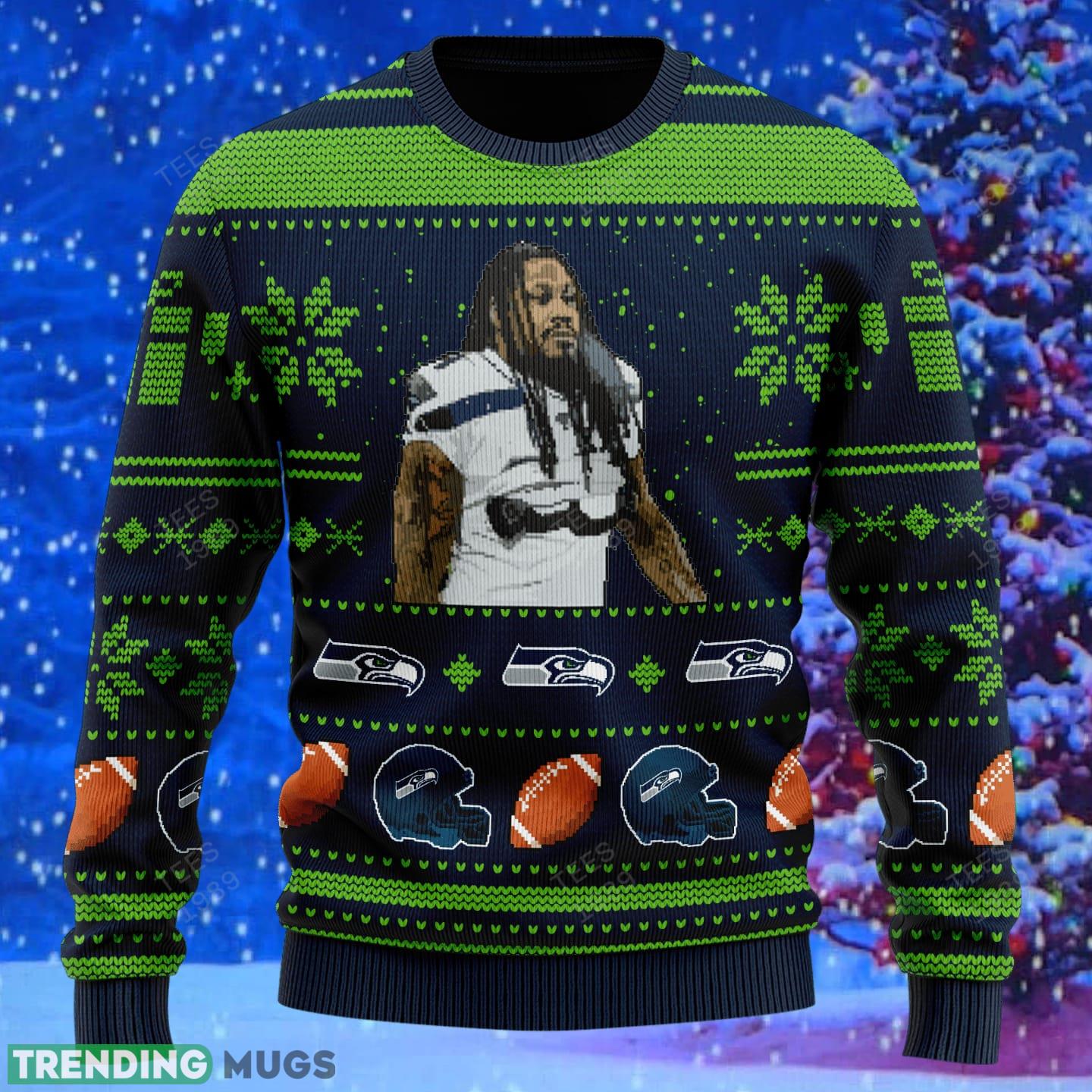Marshawn Lynch seattle seahawks NFL Knitted Xmas Sweater Gift Men And Women 3D Sweater Marshawn Lynch seattle seahawks NFL Knitted Xmas Sweater Gift Men And Women 3D Sweater