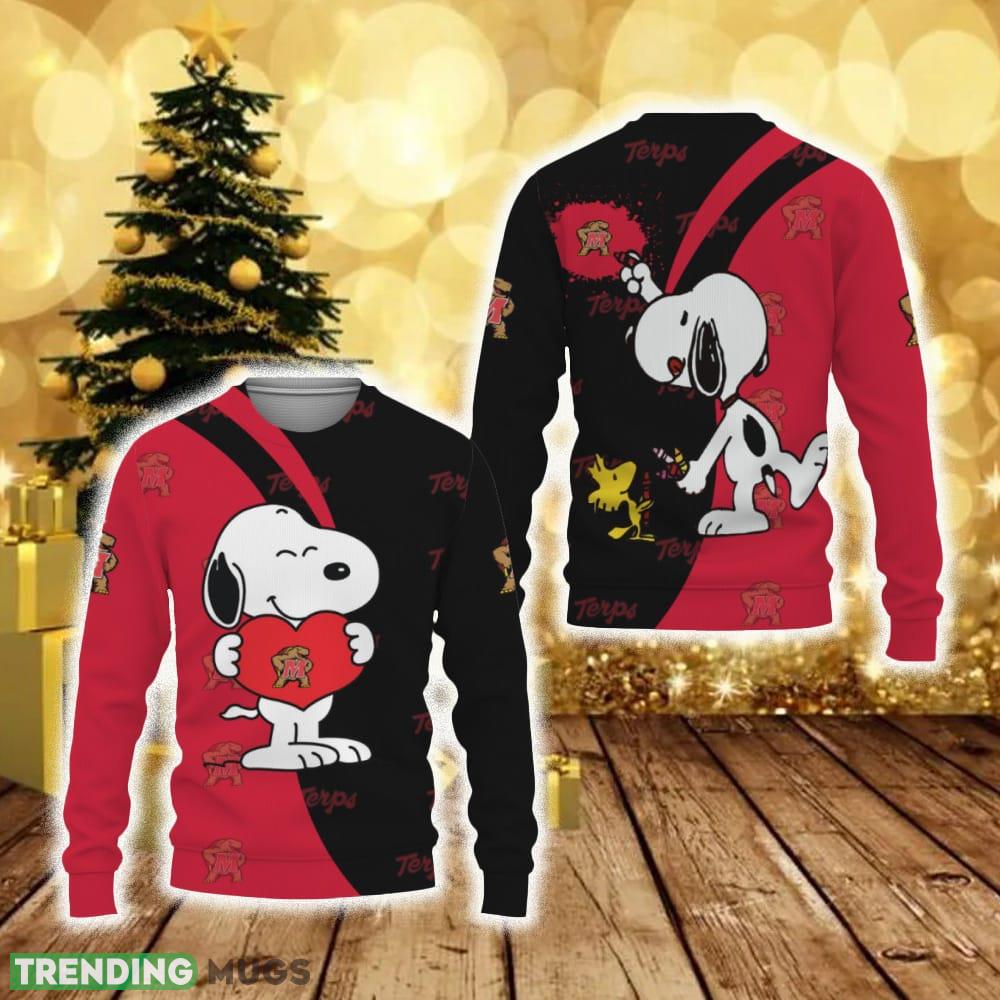 Maryland Terrapins Snoopy Cute Heart American Sports Team Funny 3D Sweater For Men And Women Gift Christmas - Maryland Terrapins Snoopy Cute Heart American Sports Team Funny 3D Sweater For Men And Women Gift Christmas