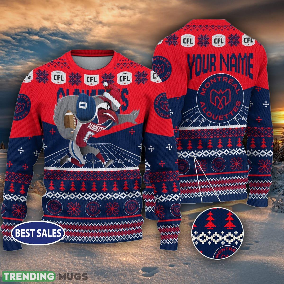 Mascot Montreal Alouettes Personalized CFL Ugly Christmas Sweater For Fans - Mascot Montreal Alouettes Personalized CFL Ugly Christmas Sweater For Fans Mascot Montreal Alouettes Personalized CFL Ugly Christmas Sweater For Fans - Mascot Montreal Alouettes Personalized CFL Ugly Christmas Sweater For Fans
