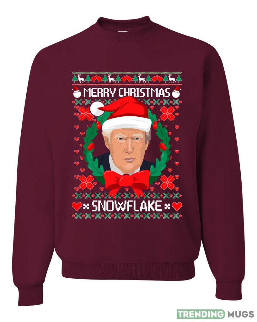 Merry Christmas Snowflake Funny Trump Sweater Sweatshirt For Men And Women Gift Ugly Christmas Dark Shirt Merry Christmas Snowflake Funny Trump Sweater Sweatshirt For Men And Women Gift Ugly Christmas Dark Shirt