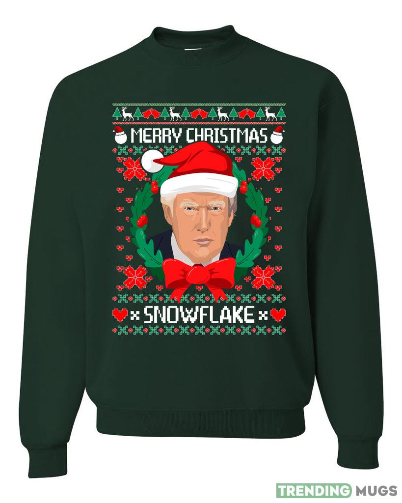 Merry Christmas Snowflake Trump Merry Sweater Sweatshirt For Men And Women Gift Ugly Christmas Dark Shirt Merry Christmas Snowflake Trump Merry Sweater Sweatshirt For Men And Women Gift Ugly Christmas Dark Shirt