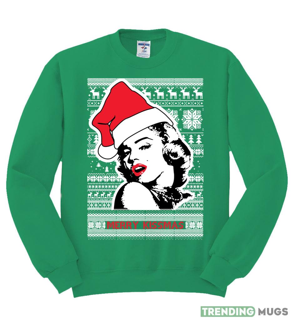 Merry Kissmas Marilyn Monroe Christmas Sweatshirt For Men And Women Gift Ugly Christmas Dark Shirt Merry Kissmas Marilyn Monroe Christmas Sweatshirt For Men And Women Gift Ugly Christmas Dark Shirt