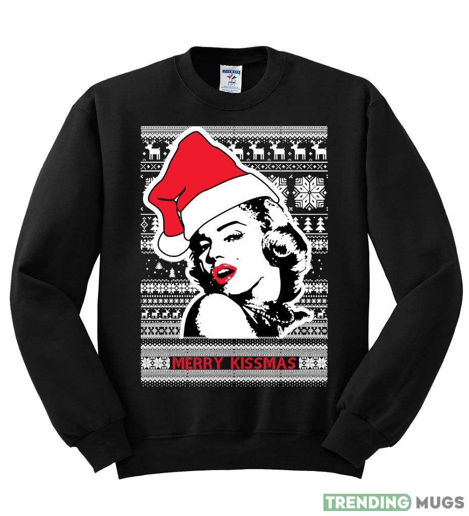 Merry Kissmas Marilyn Monroe Christmas Sweatshirt For Men And Women Gift Ugly Christmas Dark Shirt Merry Kissmas Marilyn Monroe Christmas Sweatshirt For Men And Women Gift Ugly Christmas Dark Shirt