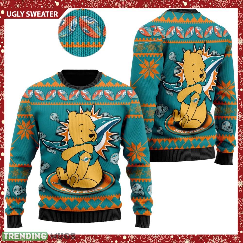 Miami Dolphins NFL Winnie the Pooh Knitted Christmas 3D Sweater For Fans - Miami Dolphins NFL Winnie the Pooh Knitted Christmas 3D Sweater For Fans Miami Dolphins NFL Winnie the Pooh Knitted Christmas 3D Sweater For Fans - Miami Dolphins NFL Winnie the Pooh Knitted Christmas 3D Sweater For Fans