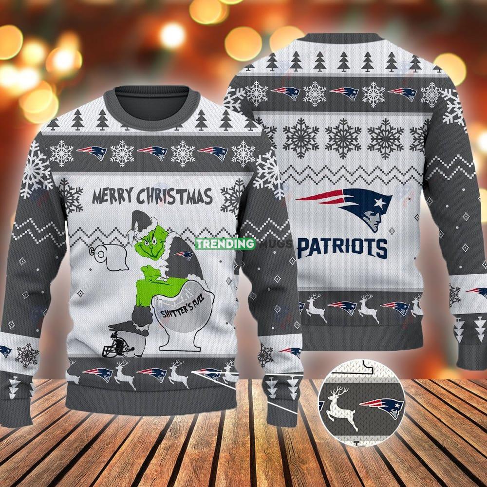 New England Patriots Grinch Shitter's Full NFL Grey Ugly Christmas Sweater 3D Sweater New England Patriots Grinch Shitter's Full NFL Grey Ugly Christmas Sweater - New England Patriots Grinch Shitter's Full NFL Grey Ugly Christmas Sweater