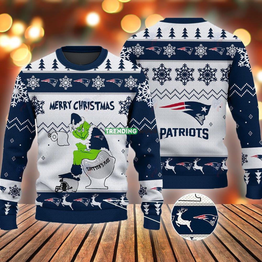 New England Patriots Grinch Shitter's Full NFL Navy Ugly Christmas Sweater 3D Sweater New England Patriots Grinch Shitter's Full NFL Navy Ugly Christmas Sweater - New England Patriots Grinch Shitter's Full NFL Navy Ugly Christmas Sweater