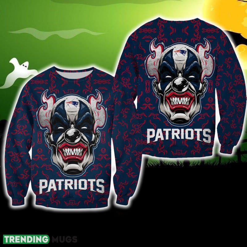 New England Patriots Halloween Clown Edition Unisex Melchior Ugly Sweater For Men And Women Gift Christmas - New England Patriots Halloween Clown Edition Unisex Melchior Ugly Sweater For Men And Women Gift Christmas
