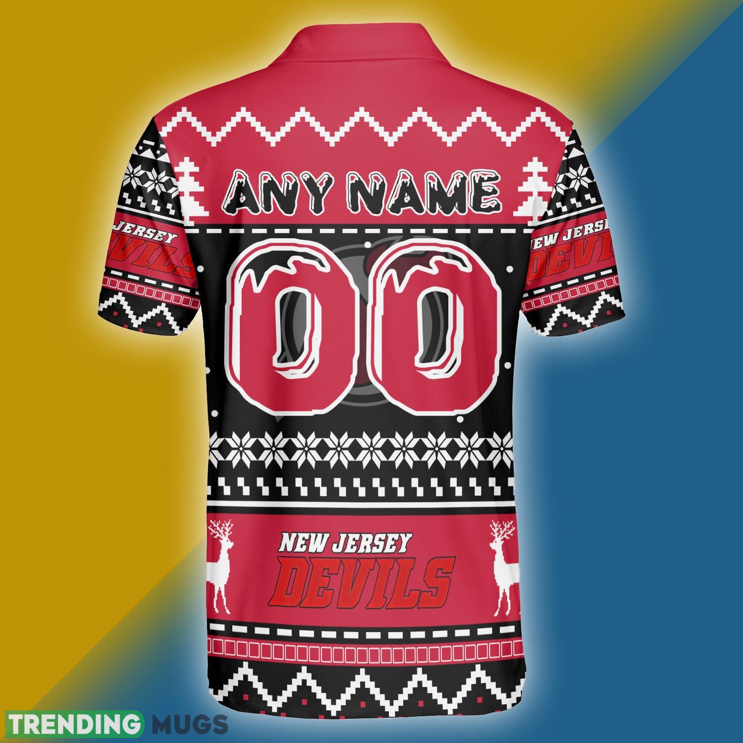 New Jersey Devils Custom Numer And Name Ugly Xmas Polo Shirt For Men Women Polo Shirt New Jersey Devils Custom Numer And Name Ugly Xmas Polo Shirt For Men Women Polo Shirt