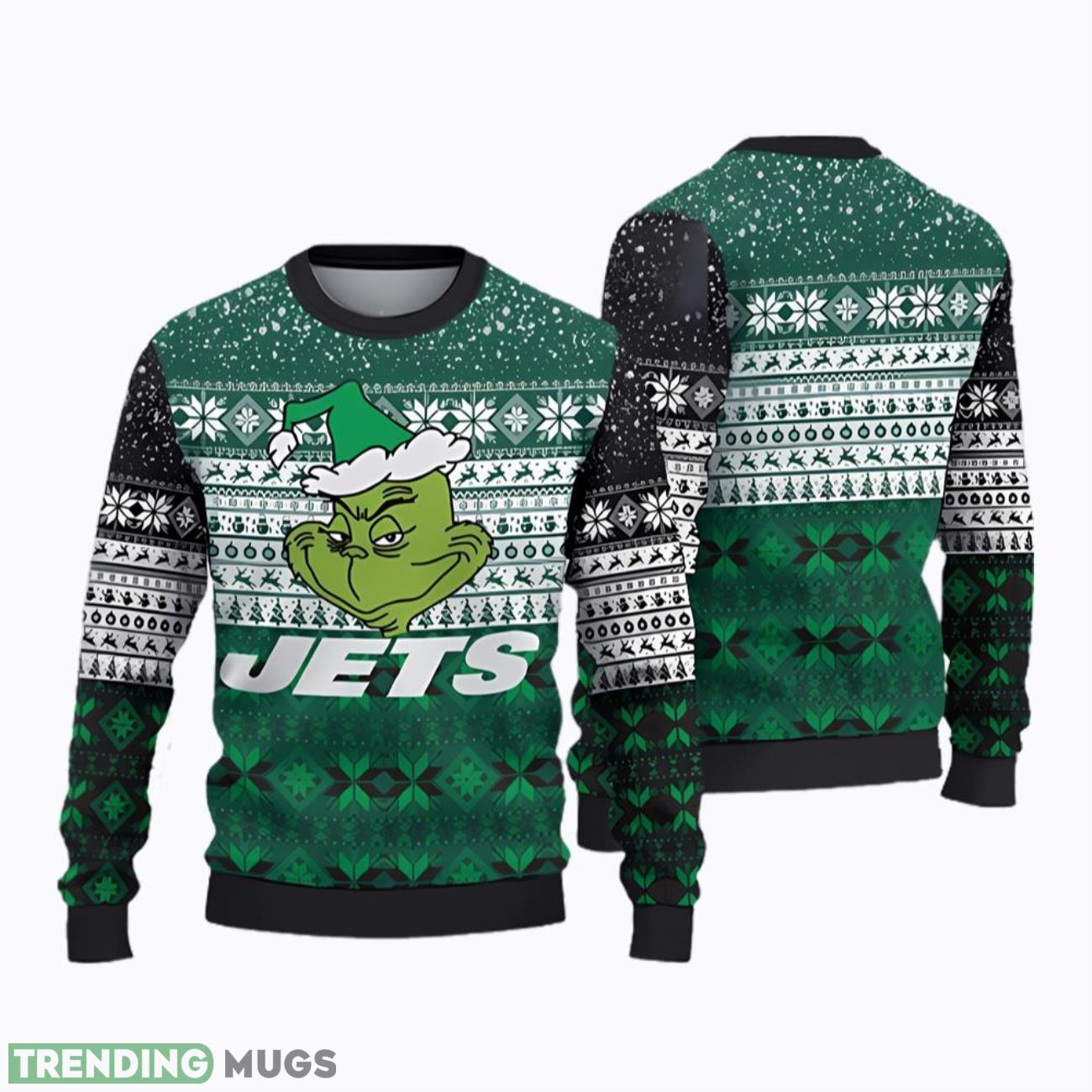 New York Jets Ugly Christmas Grinch Sweater Product Photo 1 New York Jets Ugly Christmas Grinch Sweater Product Photo 1