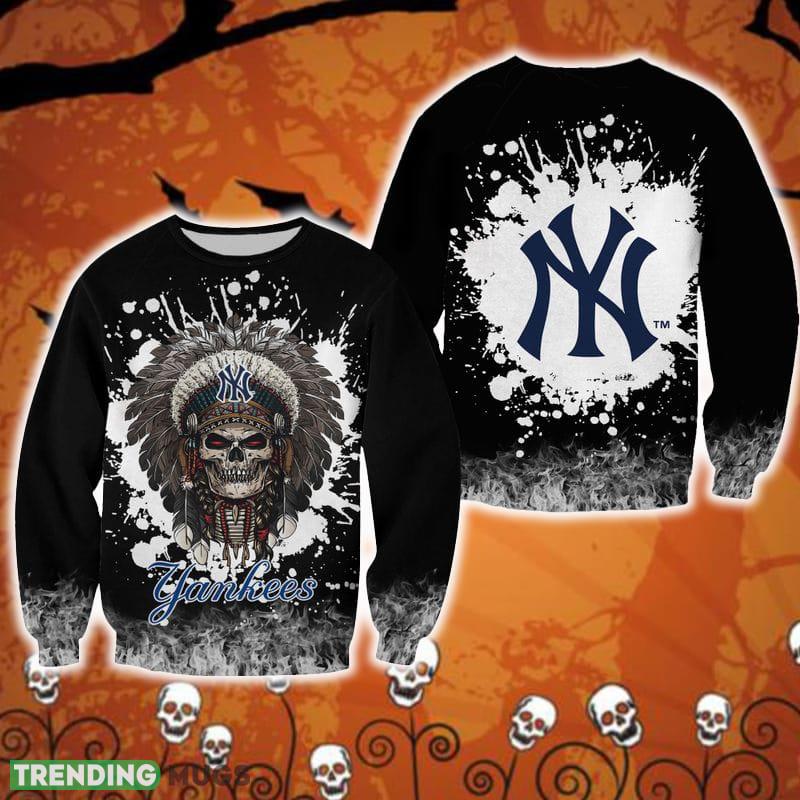 New York Yankees Skull Green Halloween Ugly Sweater For Men And Women Gift Christmas - New York Yankees Skull Green Halloween Ugly Sweater For Men And Women Gift Christmas