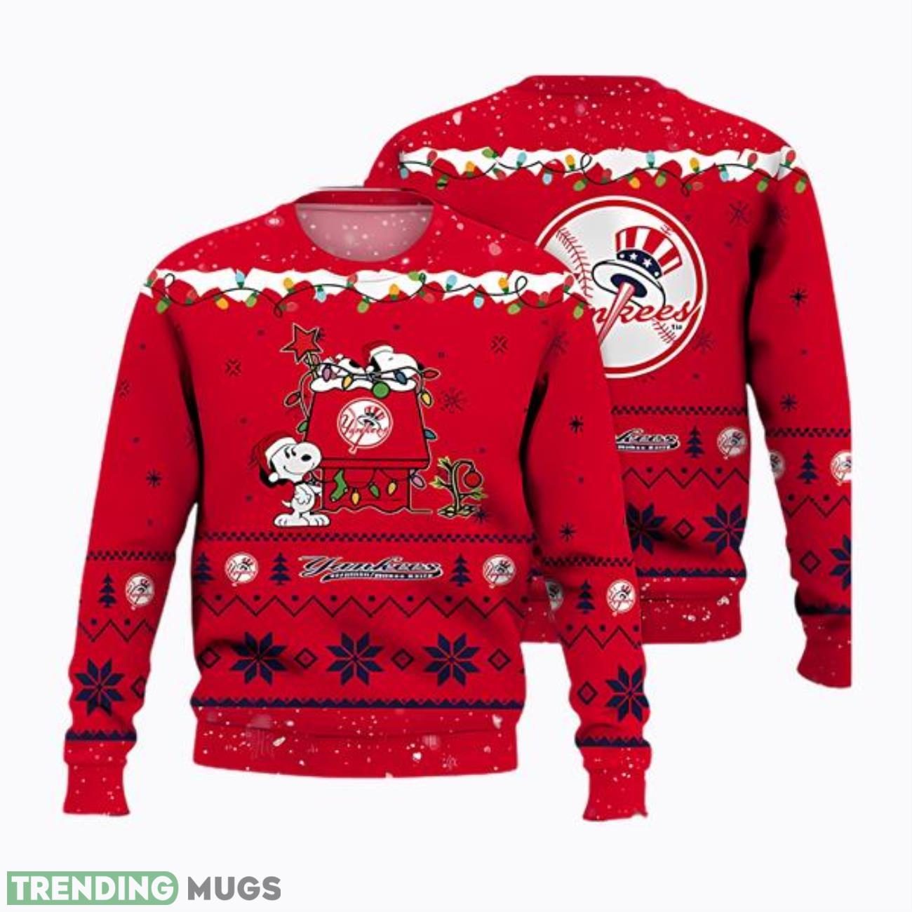 New York Yankees Snoopy Christmas Light Woodstock Snoopy Ugly Christmas Sweater Product Photo 1 New York Yankees Snoopy Christmas Light Woodstock Snoopy Ugly Christmas Sweater Product Photo 1