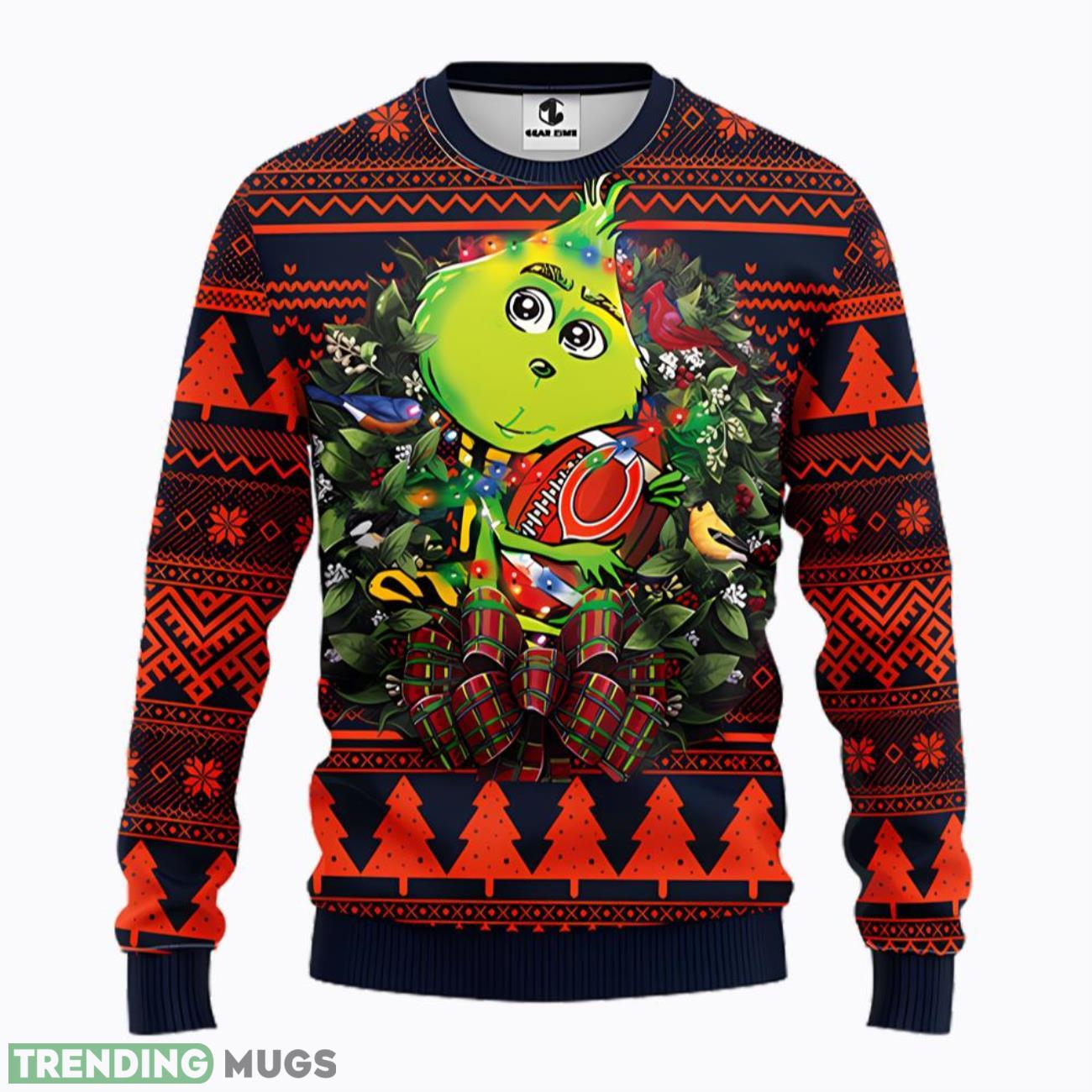 NFL Chicago Bears Cute Grinch Hug Christmas Ugly Sweater Product Photo 1 NFL Chicago Bears Cute Grinch Hug Christmas Ugly Sweater Product Photo 1