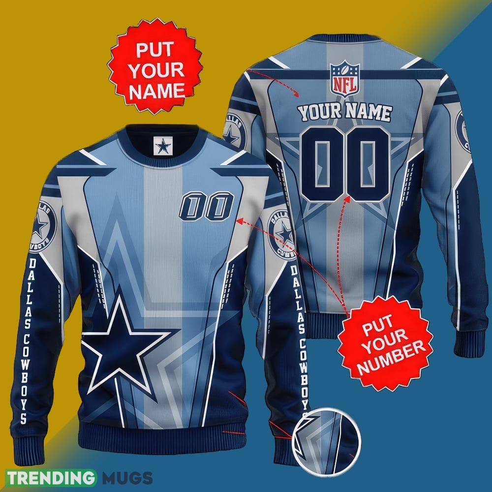 NFL Dallas Cowboys Light Blue Grey Christmas Ribbed AOP Knitted Sweater Custom Number And Name - NFL Dallas Cowboys Light Blue Grey Christmas Ribbed AOP Knitted Sweater Custom Number And Name NFL Dallas Cowboys Light Blue Grey Christmas Ribbed AOP Knitted Sweater Custom Number And Name - NFL Dallas Cowboys Light Blue Grey Christmas Ribbed AOP Knitted Sweater Custom Number And Name