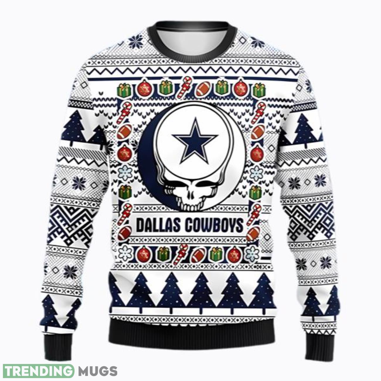 NFL Fans Dallas Cowboys Grateful Dead Logo Ugly Christmas Sweater Product Photo 1