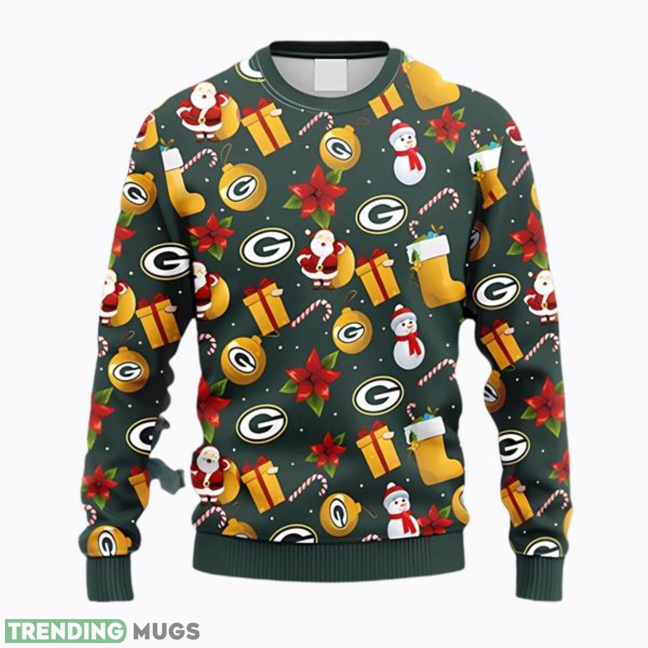 NFL Fans Green Bay Packers Santa Claus Snowman Christmas Ugly Sweater Product Photo 1 NFL Fans Green Bay Packers Santa Claus Snowman Christmas Ugly Sweater Product Photo 1