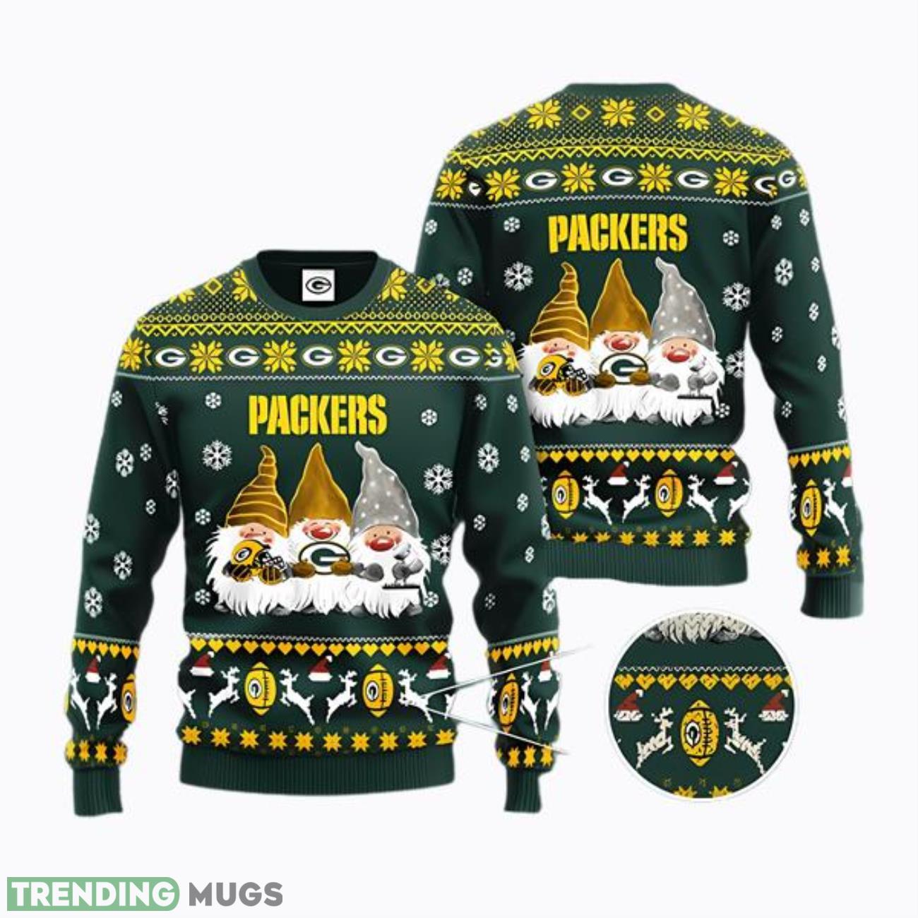 NFL Green Bay Packers Green Three Drawf Ugly Xmas Sweater Product Photo 1 NFL Green Bay Packers Green Three Drawf Ugly Xmas Sweater Product Photo 1