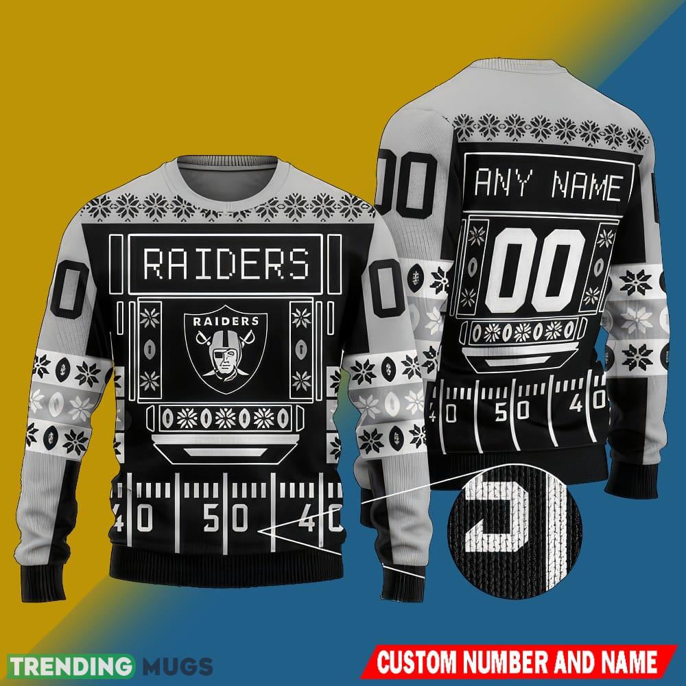 NFL Las Vegas Raiders Christmas Hot AOP Knitted Sweater Custom Number And Name - NFL Las Vegas Raiders Christmas Hot AOP Knitted Sweater Custom Number And Name NFL Las Vegas Raiders Christmas Hot AOP Knitted Sweater Custom Number And Name - NFL Las Vegas Raiders Christmas Hot AOP Knitted Sweater Custom Number And Name