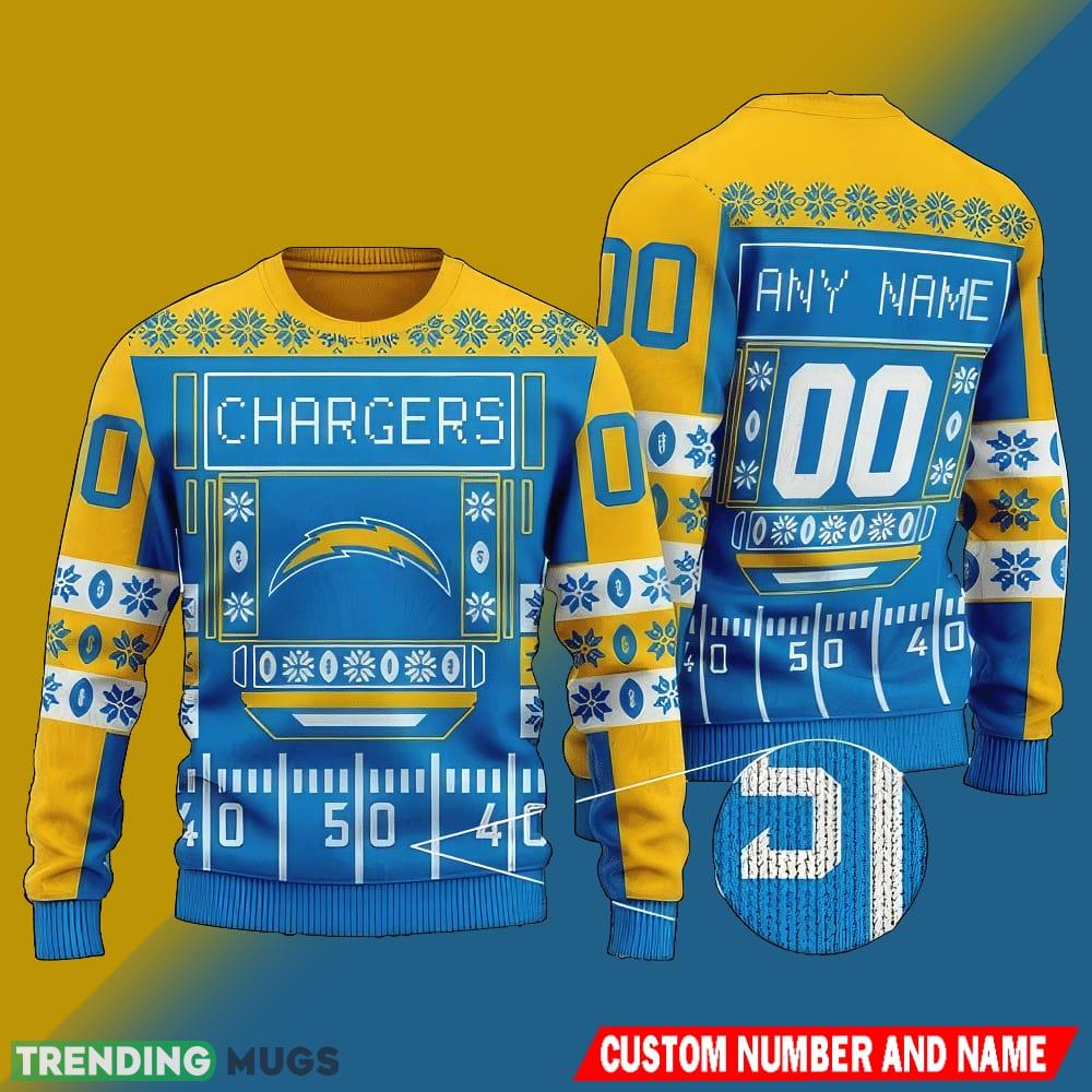 NFL Los Angeles Chargers Christmas Toboggan AOP Knitted Sweater Custom Number And Name - NFL Los Angeles Chargers Christmas Toboggan AOP Knitted Sweater Custom Number And Name NFL Los Angeles Chargers Christmas Toboggan AOP Knitted Sweater Custom Number And Name - NFL Los Angeles Chargers Christmas Toboggan AOP Knitted Sweater Custom Number And Name