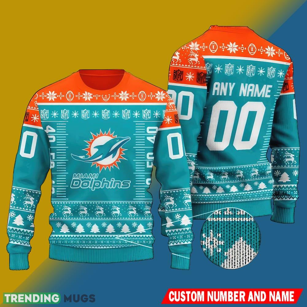 NFL Miami Dolphins Christmas Trendy AOP Ugly Sweater Custom Number And Name - NFL Miami Dolphins Christmas Trendy AOP Ugly Sweater Custom Number And Name NFL Miami Dolphins Christmas Trendy AOP Ugly Sweater Custom Number And Name - NFL Miami Dolphins Christmas Trendy AOP Ugly Sweater Custom Number And Name