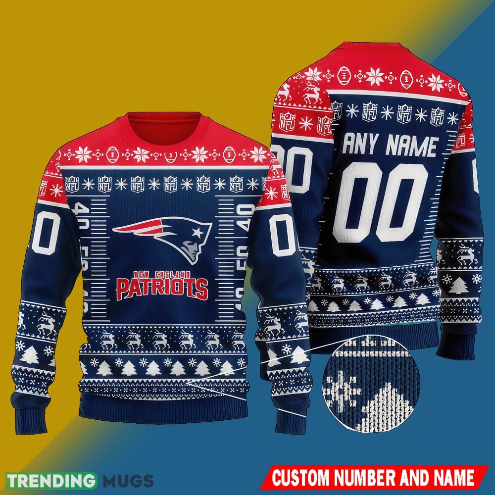 NFL New England Patriots Christmas Yarn 3D Knitted Sweater Custom Number And Name - NFL New England Patriots Christmas Yarn 3D Knitted Sweater Custom Number And Name NFL New England Patriots Christmas Yarn 3D Knitted Sweater Custom Number And Name - NFL New England Patriots Christmas Yarn 3D Knitted Sweater Custom Number And Name