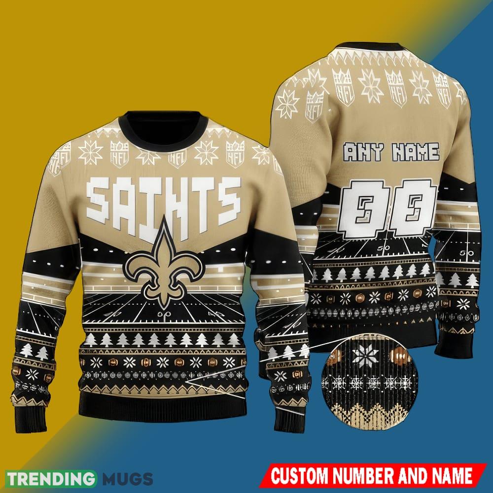 NFL New Orleans Saints Christmas Festivity AOP Ugly Sweater Custom Number And Name - NFL New Orleans Saints Christmas Festivity AOP Ugly Sweater Custom Number And Name NFL New Orleans Saints Christmas Festivity AOP Ugly Sweater Custom Number And Name - NFL New Orleans Saints Christmas Festivity AOP Ugly Sweater Custom Number And Name