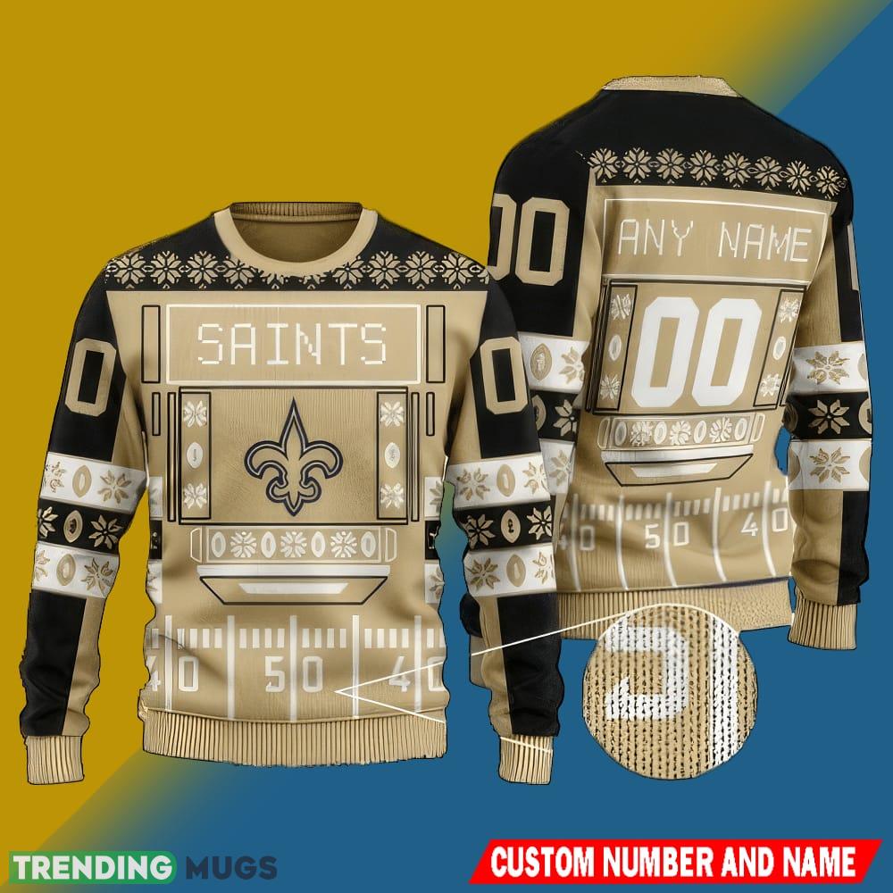 NFL New Orleans Saints Christmas Pullover 3D Ugly Sweater Custom Number And Name - NFL New Orleans Saints Christmas Pullover 3D Ugly Sweater Custom Number And Name NFL New Orleans Saints Christmas Pullover 3D Ugly Sweater Custom Number And Name - NFL New Orleans Saints Christmas Pullover 3D Ugly Sweater Custom Number And Name