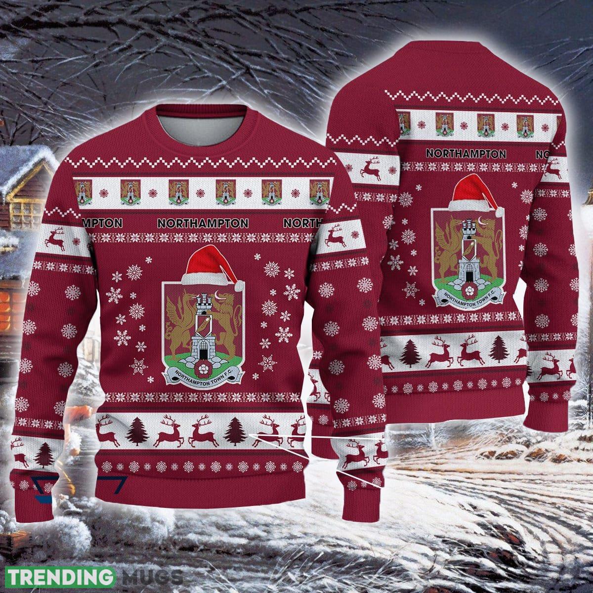 Northampton Town F.C Island Efl Logo Team Ugly Christmas Sweater For Fans Gift Unisex Sweatshirt 3D Sweater Northampton Town F.C Island Efl Logo Team Ugly Christmas Sweater For Fans Gift Unisex Sweatshirt 3D Sweater