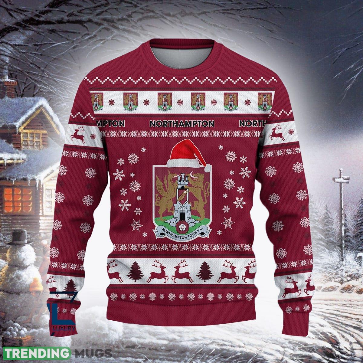 Northampton Town F.C Island Efl Logo Team Ugly Christmas Sweater For Fans Gift Unisex Sweatshirt 3D Sweater Northampton Town F.C Island Efl Logo Team Ugly Christmas Sweater For Fans Gift Unisex Sweatshirt 3D Sweater