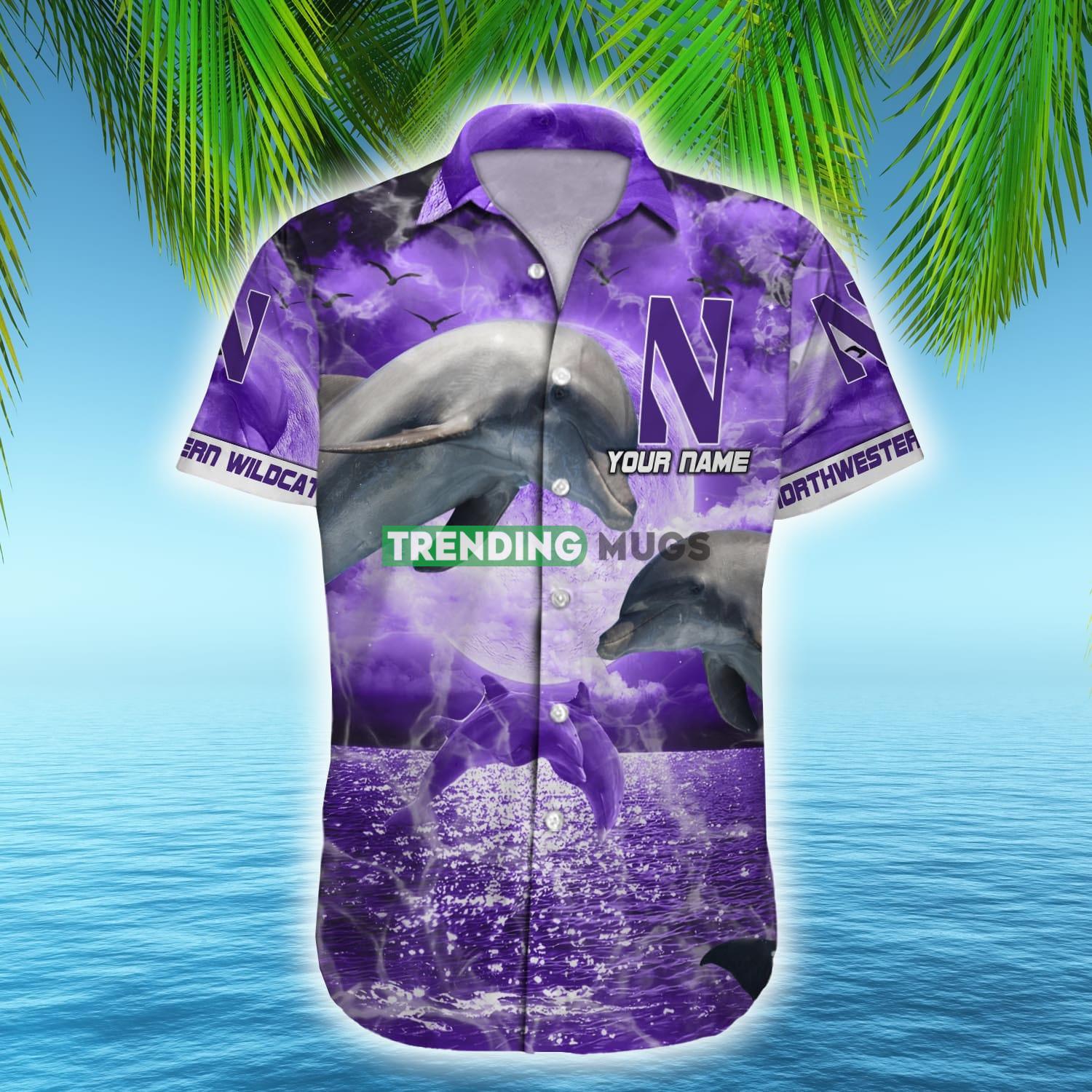 Northwestern Wildcats NCAA Hawaiian Shirt Dolphin Funny AOP Gift For Fans Custom Name Hawaiian Shirt Northwestern Wildcats NCAA Hawaiian Shirt Dolphin Funny AOP Gift For Fans Custom Name Hawaiian Shirt