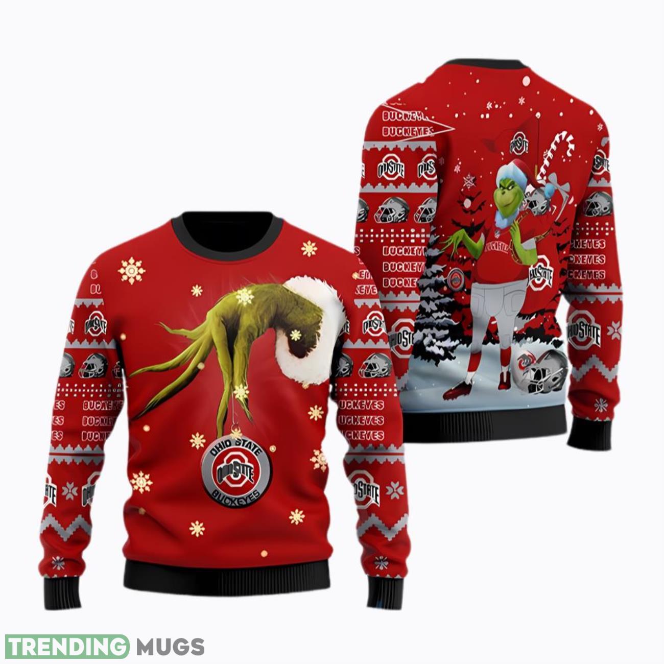 Ohio State Buckeyes Team Grinch Ugly Christmas 3D Sweater Product Photo 1 Ohio State Buckeyes Team Grinch Ugly Christmas 3D Sweater Product Photo 1