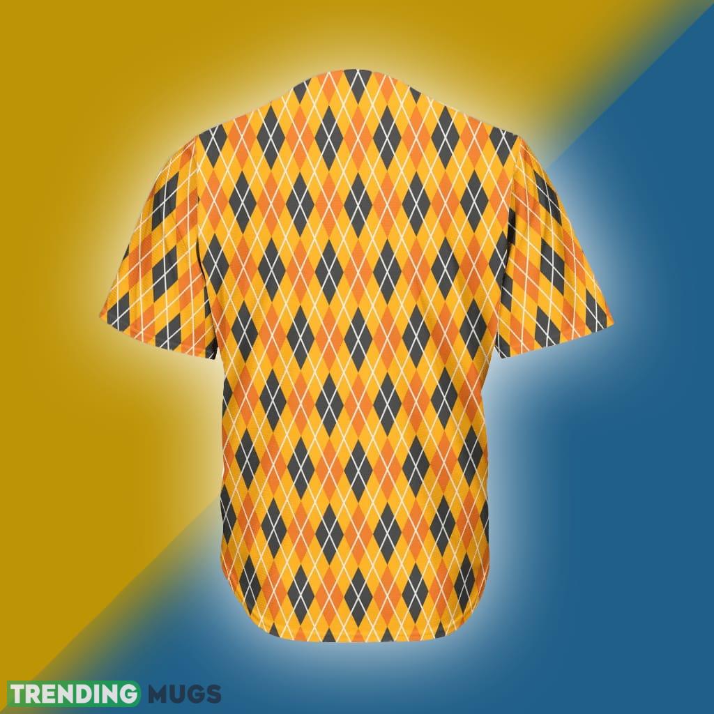 Orange Halloween Argyle Pattern Print Baseball Jersey Shirt For Men Football Jersey Orange Halloween Argyle Pattern Print Baseball Jersey Shirt For Men Football Jersey