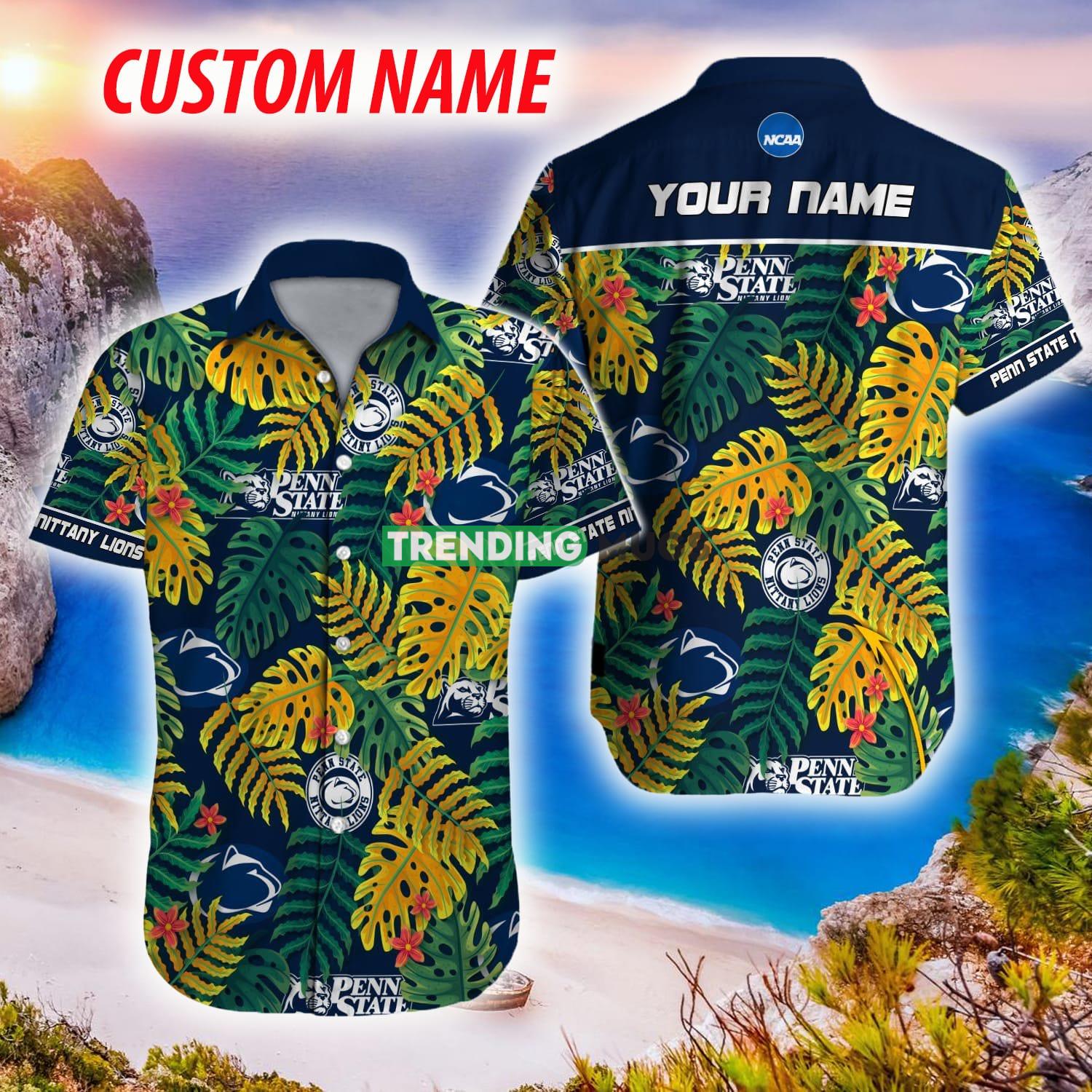 Penn State Nittany Lions NCAA Hawaiian Shirt Custom Name Leaf Colors For Men And Women - Penn State Nittany Lions NCAA Hawaiian Shirt_1 Penn State Nittany Lions NCAA Hawaiian Shirt Custom Name Leaf Colors For Men And Women - Penn State Nittany Lions NCAA Hawaiian Shirt_1