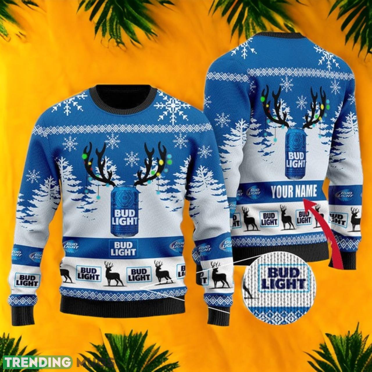 Personalized Deer Bud Light Ugly Christmas Sweater Product Photo 1