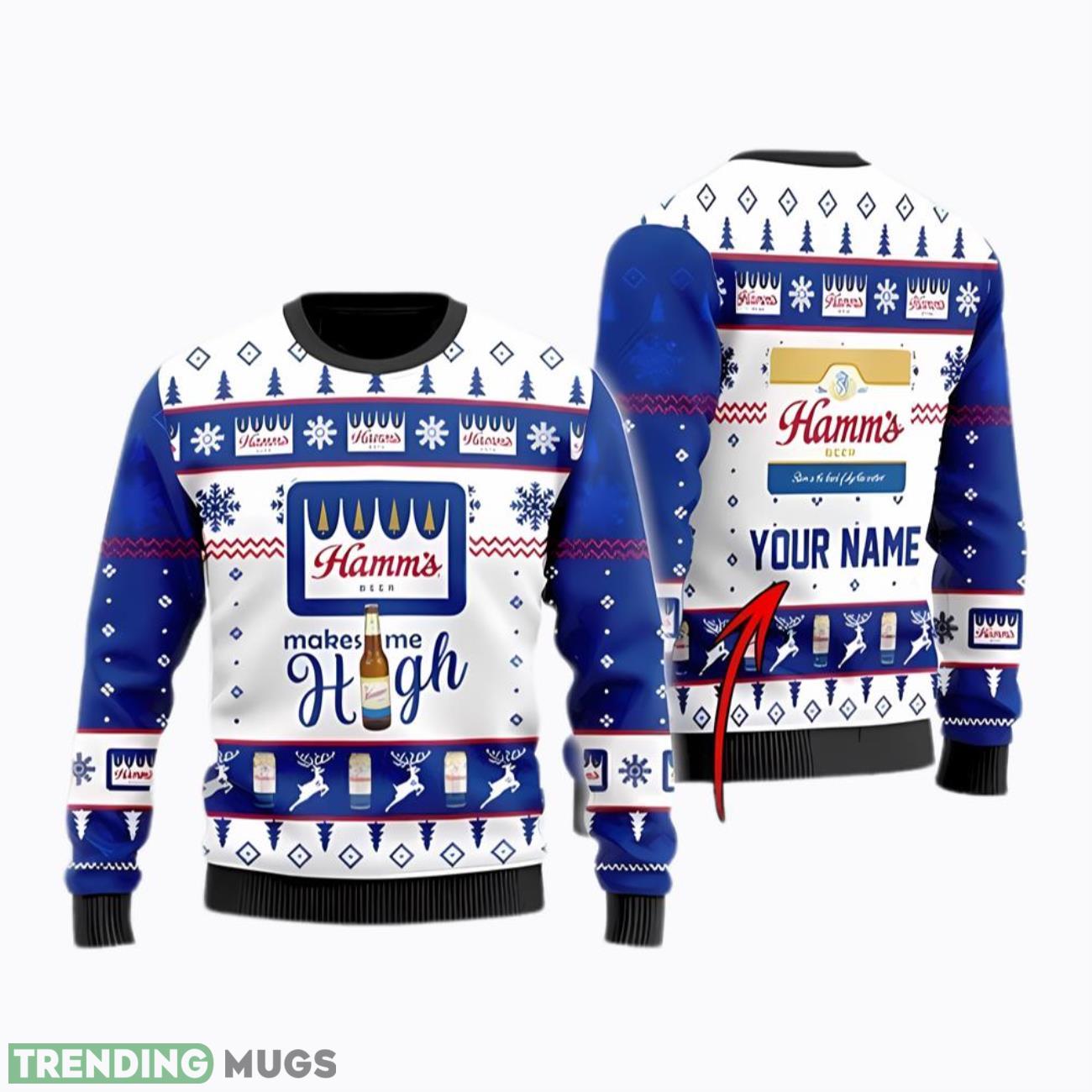 Personalized Hamm Beer Makes Me High in Christmas Ugly Sweater Product Photo 1 Personalized Hamm Beer Makes Me High in Christmas Ugly Sweater Product Photo 1