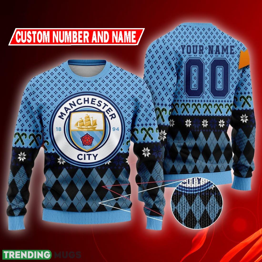 Personalized Manchester City 3D Ugly Christmas Sweater - Personalized Manchester City 3D Ugly Christmas Sweater Personalized Manchester City 3D Ugly Christmas Sweater - Personalized Manchester City 3D Ugly Christmas Sweater