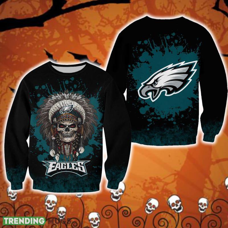 Philadelphia Eagles Skull Casual Halloween Ugly Sweater For Men And Women Gift Christmas - Philadelphia Eagles Skull Casual Halloween Ugly Sweater For Men And Women Gift Christmas