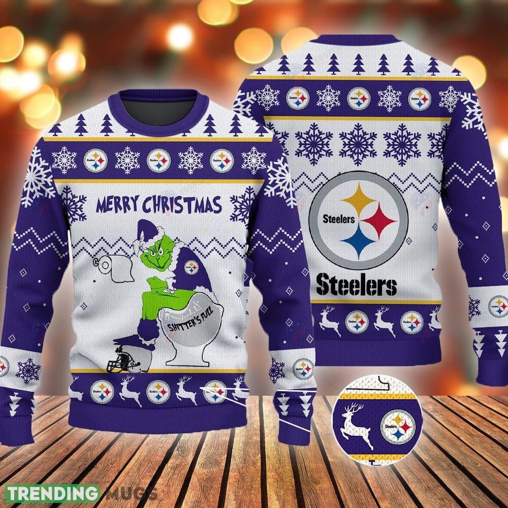 Pittsburgh Steelers Grinch Shitter's Full NFL Purple Ugly Christmas Sweater 3D Sweater Pittsburgh Steelers Grinch Shitter's Full NFL Purple Ugly Christmas Sweater - Pittsburgh Steelers Grinch Shitter's Full NFL Purple Ugly Christmas Sweater