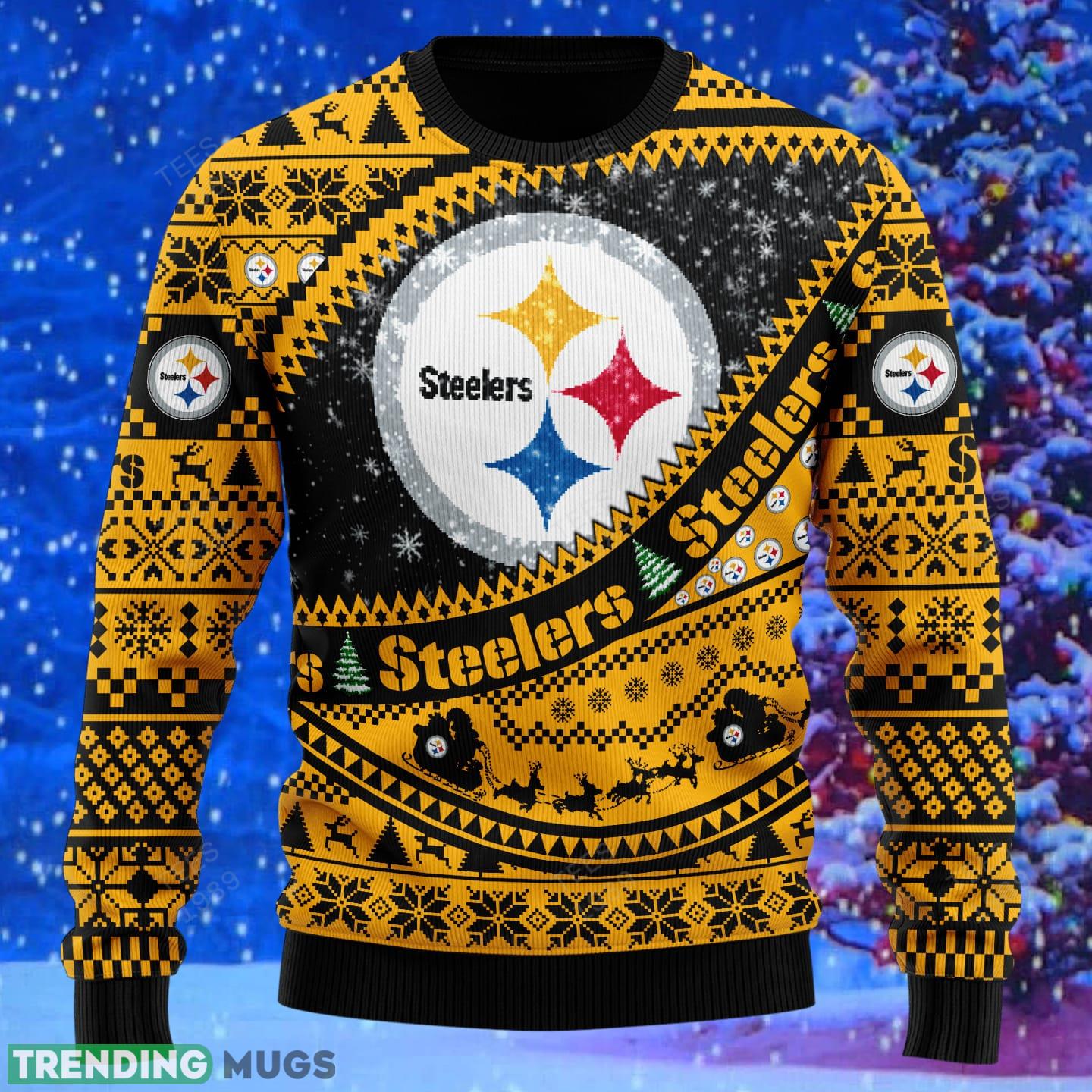 Pittsburgh Steelers NFL Ugly Snowflakes Reindeer 3D Sweater Custom Number And Name 3D Sweater Pittsburgh Steelers NFL Ugly Snowflakes Reindeer 3D Sweater Custom Number And Name 3D Sweater