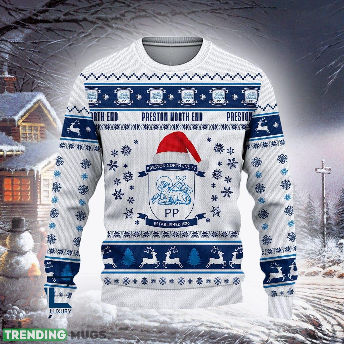 Preston North End F.C Sunset Efl Logo Team Ugly Christmas Sweater For Fans Gift Unisex Sweatshirt 3D Sweater Preston North End F.C Sunset Efl Logo Team Ugly Christmas Sweater For Fans Gift Unisex Sweatshirt 3D Sweater