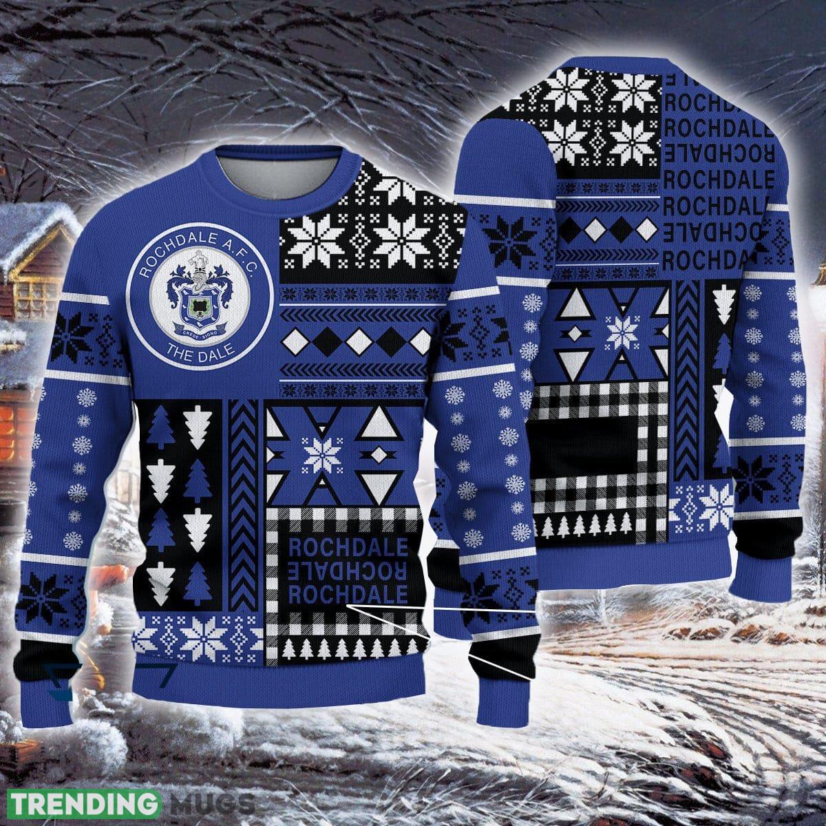 Rochdale AFC Limited Edition Efl Logo Team Ugly Christmas Sweater For Fans Gift Unisex Sweatshirt 3D Sweater Rochdale AFC Limited Edition Efl Logo Team Ugly Christmas Sweater For Fans Gift Unisex Sweatshirt 3D Sweater