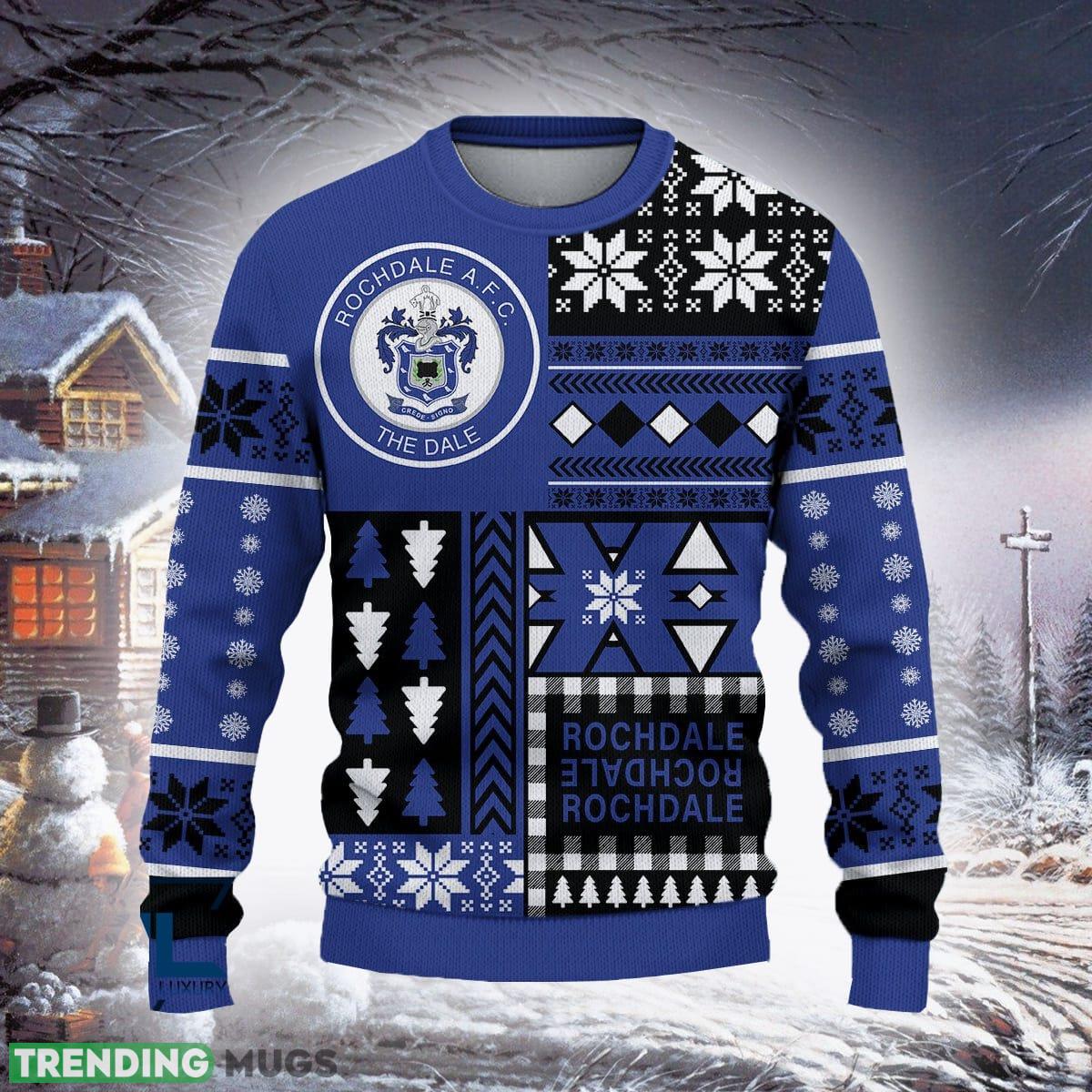 Rochdale AFC Limited Edition Efl Logo Team Ugly Christmas Sweater For Fans Gift Unisex Sweatshirt - Rochdale AFC Ocean Efl Ugly Christmas Sweater For Fans Gift Rochdale AFC Limited Edition Efl Logo Team Ugly Christmas Sweater For Fans Gift Unisex Sweatshirt - Rochdale AFC Ocean Efl Ugly Christmas Sweater For Fans Gift