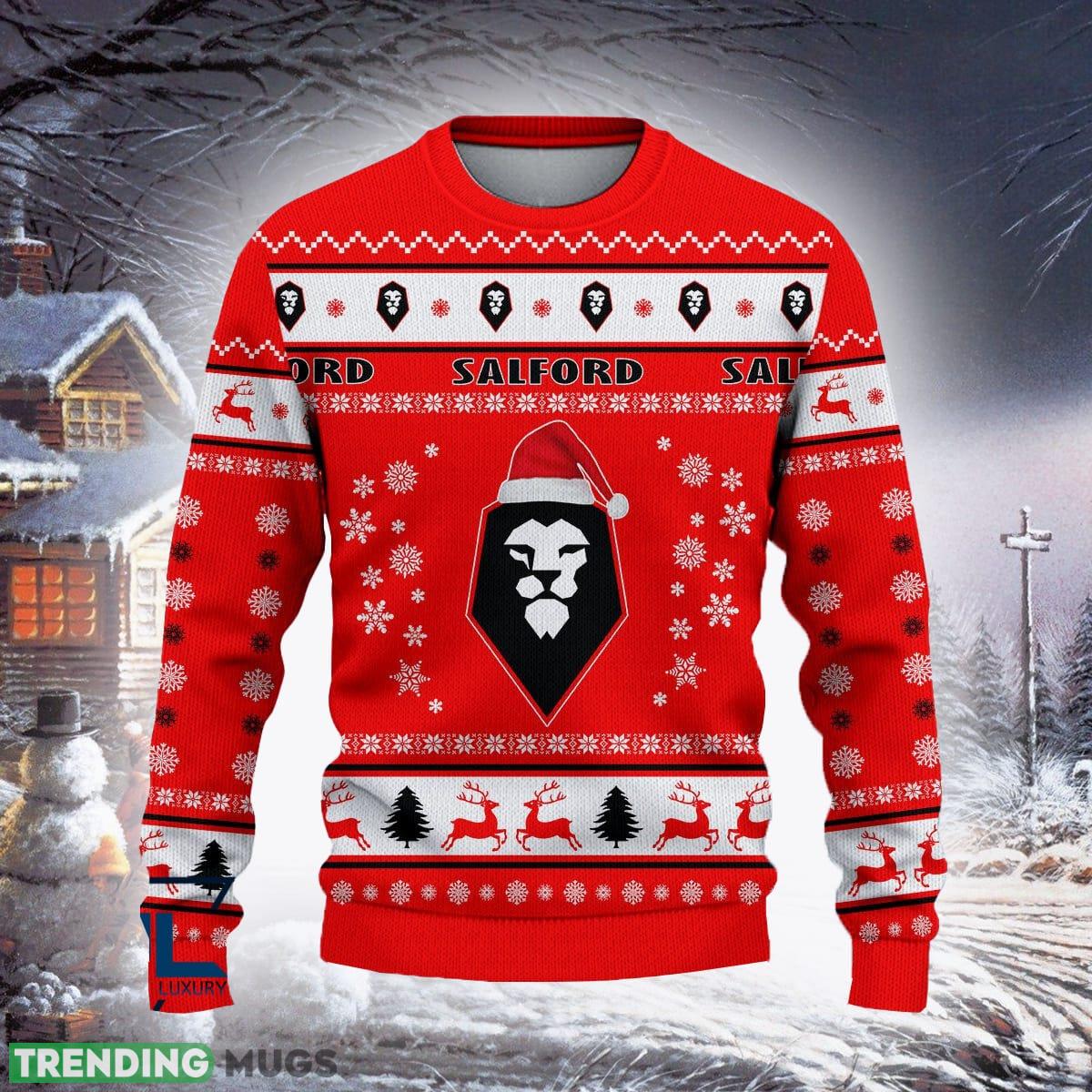 Salford City Famous Efl Logo Team Ugly Christmas Sweater For Fans Gift Unisex Sweatshirt - Salford City Latest Efl Ugly Christmas Sweater For Fans Gift Salford City Famous Efl Logo Team Ugly Christmas Sweater For Fans Gift Unisex Sweatshirt - Salford City Latest Efl Ugly Christmas Sweater For Fans Gift