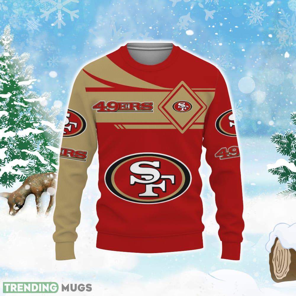 San Francisco 49ers Curve Style Logo Team Pride In Heart Ugly Xmas Sweater 3D Sweater San Francisco 49ers Curve Style Logo Team Pride In Heart Ugly Xmas Sweater 3D Sweater