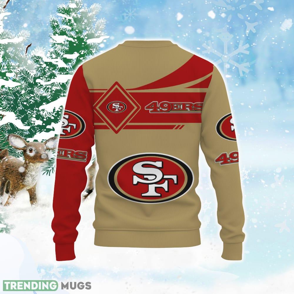 San Francisco 49ers Curve Style Logo Team Pride In Heart Ugly Xmas Sweater 3D Sweater San Francisco 49ers Curve Style Logo Team Pride In Heart Ugly Xmas Sweater 3D Sweater