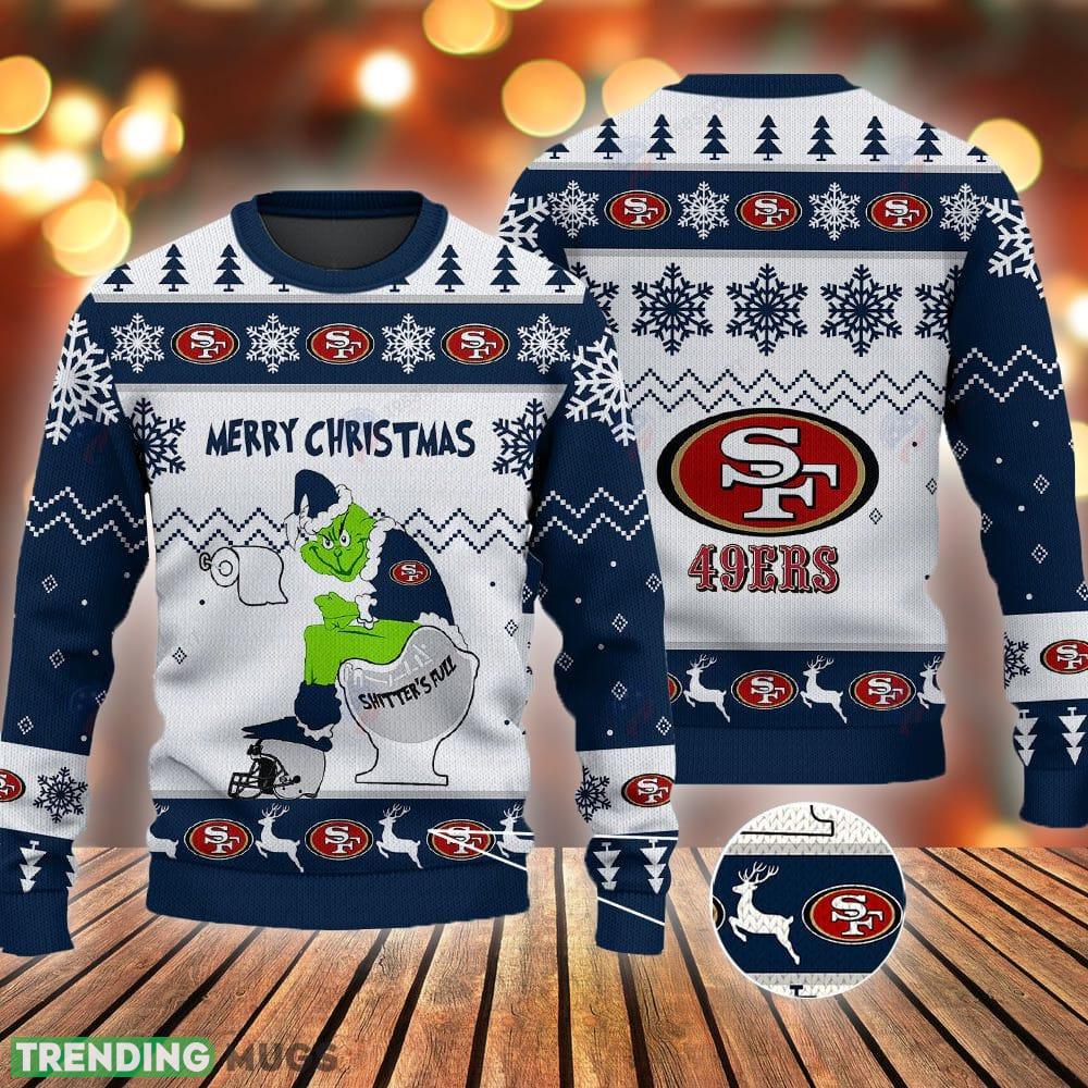 San Francisco 49ers Grinch Shitter's Full NFL Navy Ugly Christmas Sweater 3D Sweater San Francisco 49ers Grinch Shitter's Full NFL Navy Ugly Christmas Sweater - San Francisco 49ers Grinch Shitter's Full NFL Navy Ugly Christmas Sweater