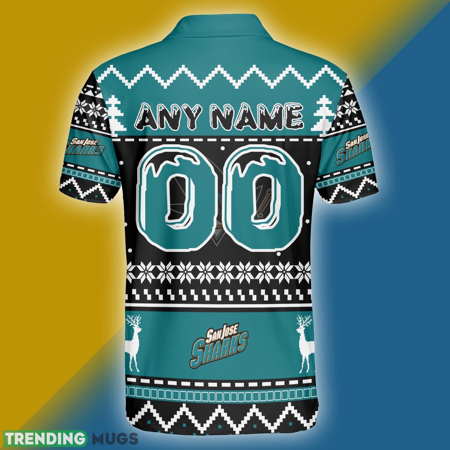 San Jose Sharks Custom Numer And Name Ugly Xmas Polo Shirt For Men Women Polo Shirt San Jose Sharks Custom Numer And Name Ugly Xmas Polo Shirt For Men Women Polo Shirt