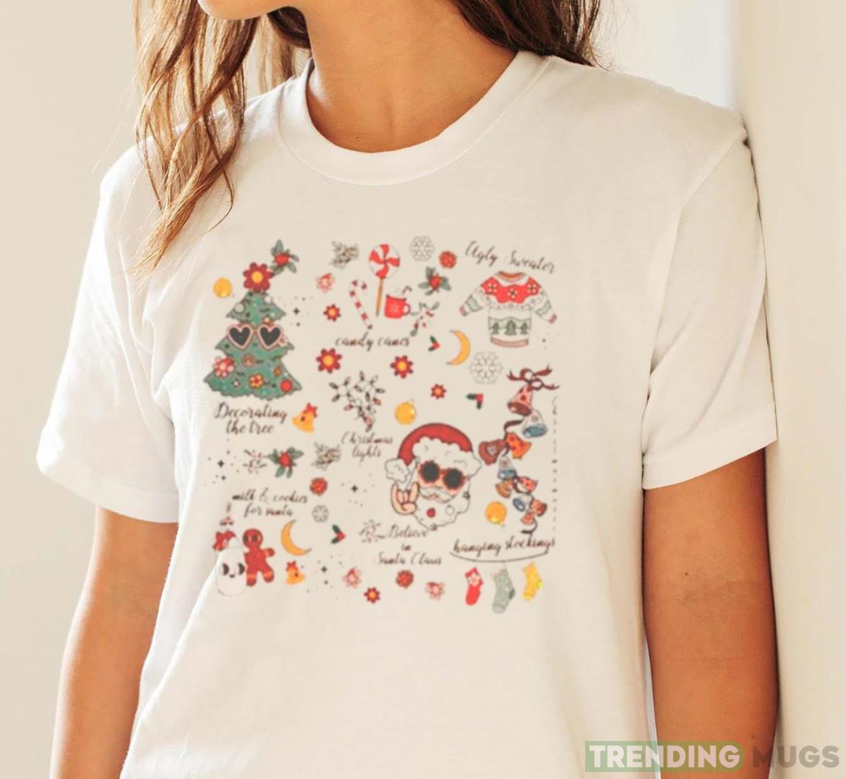 Santa claus Christmas tree groovy retro vintage shirt Light Shirt Santa claus Christmas tree groovy retro vintage shirt Light Shirt