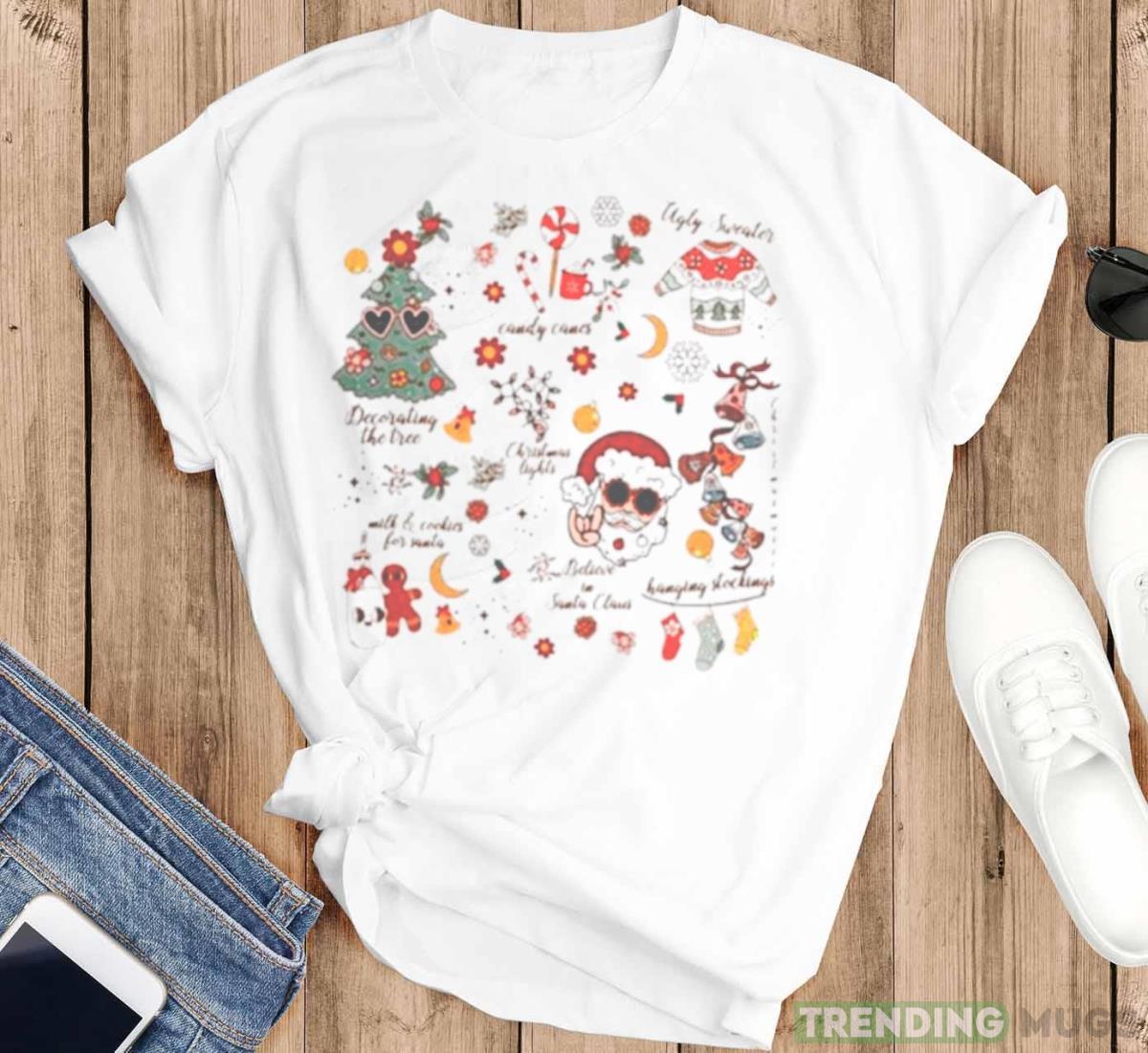 Santa claus Christmas tree groovy retro vintage shirt Light Shirt Santa claus Christmas tree groovy retro vintage shirt Light Shirt