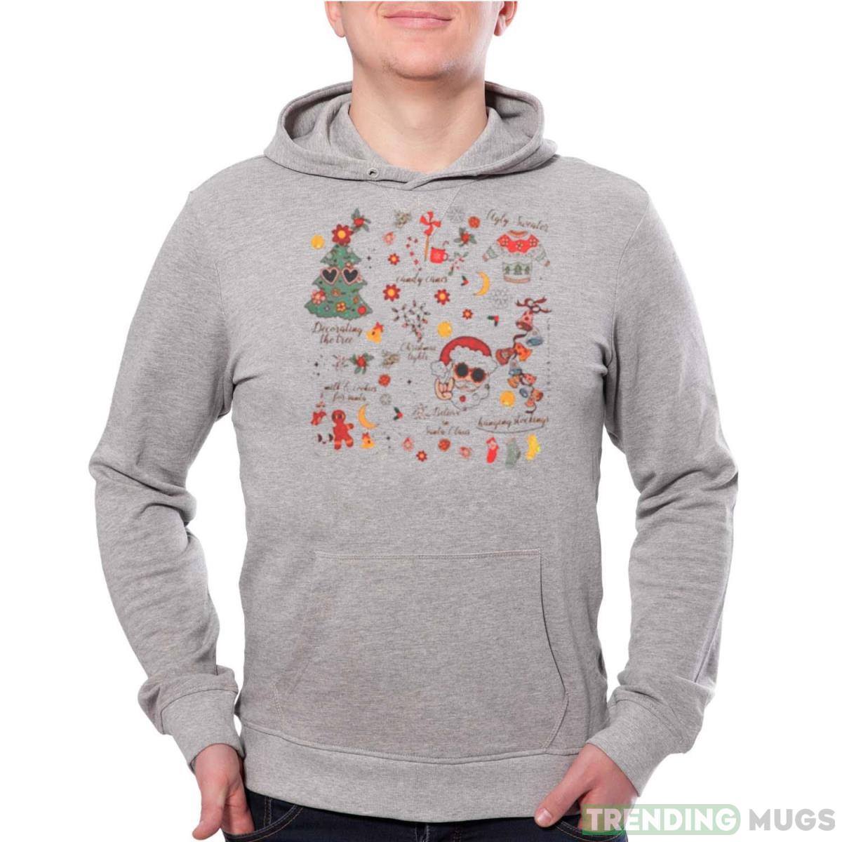 Santa claus Christmas tree groovy retro vintage shirt - Grey Unisex Hoodie Santa claus Christmas tree groovy retro vintage shirt - Grey Unisex Hoodie