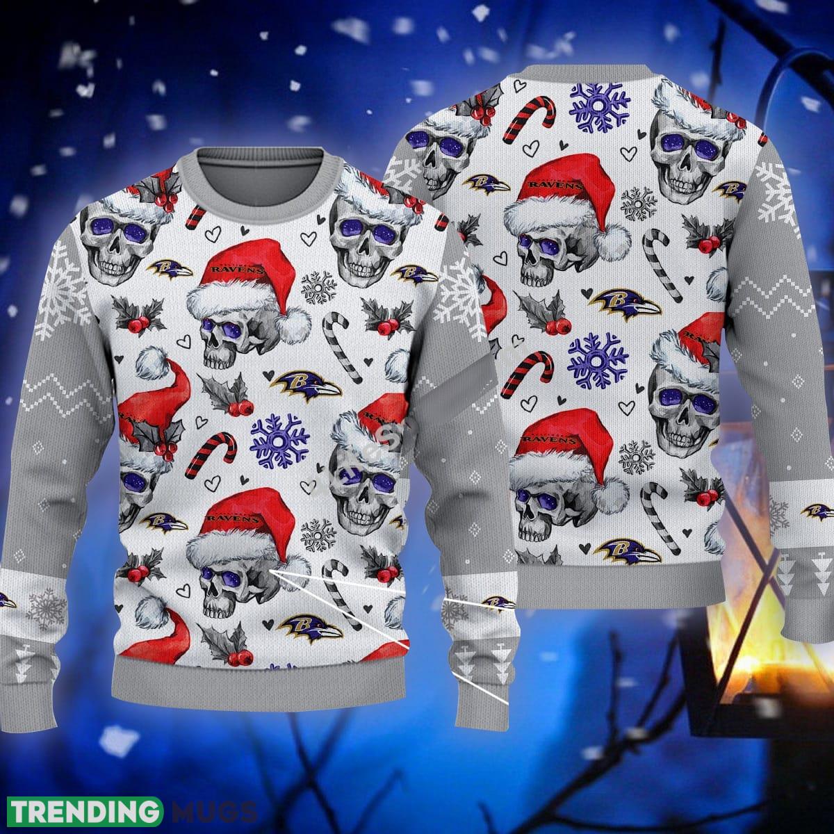 Santa Skull Baltimore Ravens Candy Cane Ugly Sweater Grey Gift For Christmas - Santa Skull Baltimore Ravens Candy Cane Ugly Sweater Grey Gift For Christmas Santa Skull Baltimore Ravens Candy Cane Ugly Sweater Grey Gift For Christmas - Santa Skull Baltimore Ravens Candy Cane Ugly Sweater Grey Gift For Christmas